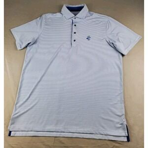 Greyson Shirt Men Large L Blue Striped Polo Golf Short Sleeve Concord Country